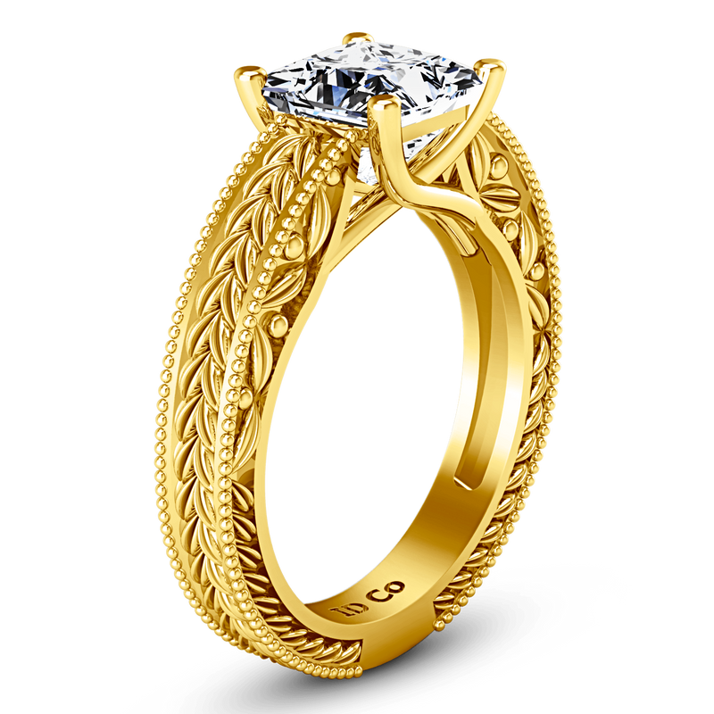 Solitaire Diamond Engagement Ring Rowan 14K Yellow Gold