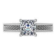 Solitaire Princess Cut Diamond Engagement Ring Rowan 14K White Gold