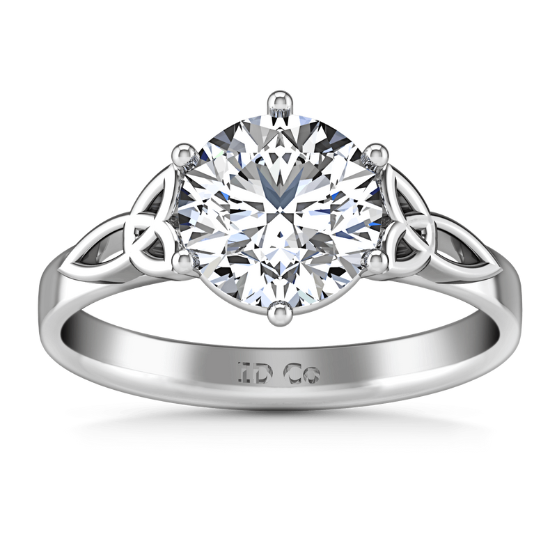 Round Diamond Solitaire Engagement Ring Fiona Celtic Knot 14K White Gold