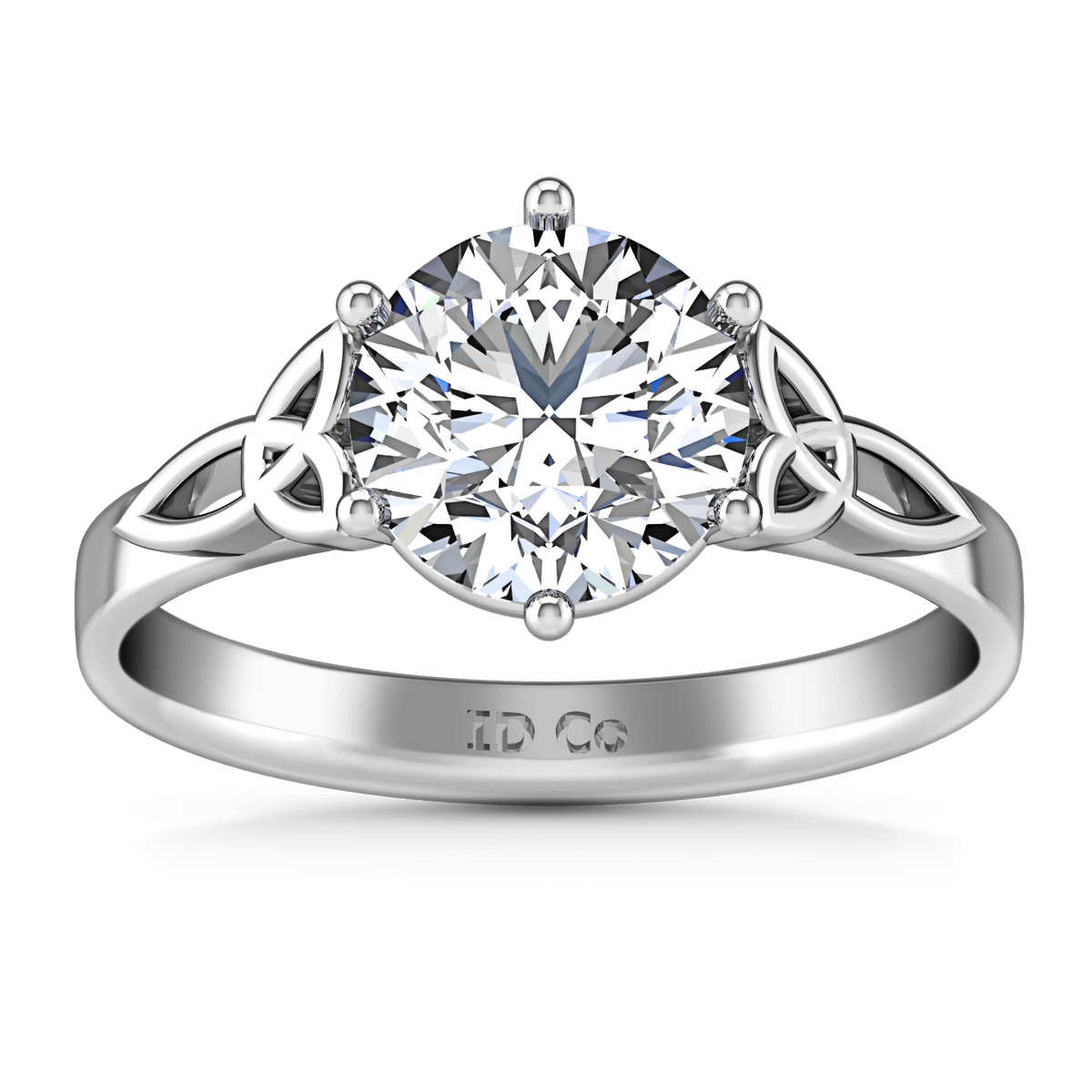 Round Diamond Solitaire Engagement Ring Fiona Celtic Knot 14K White Gold
