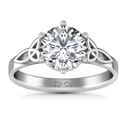 Round Diamond Solitaire Engagement Ring Fiona Celtic Knot 14K White Gold
