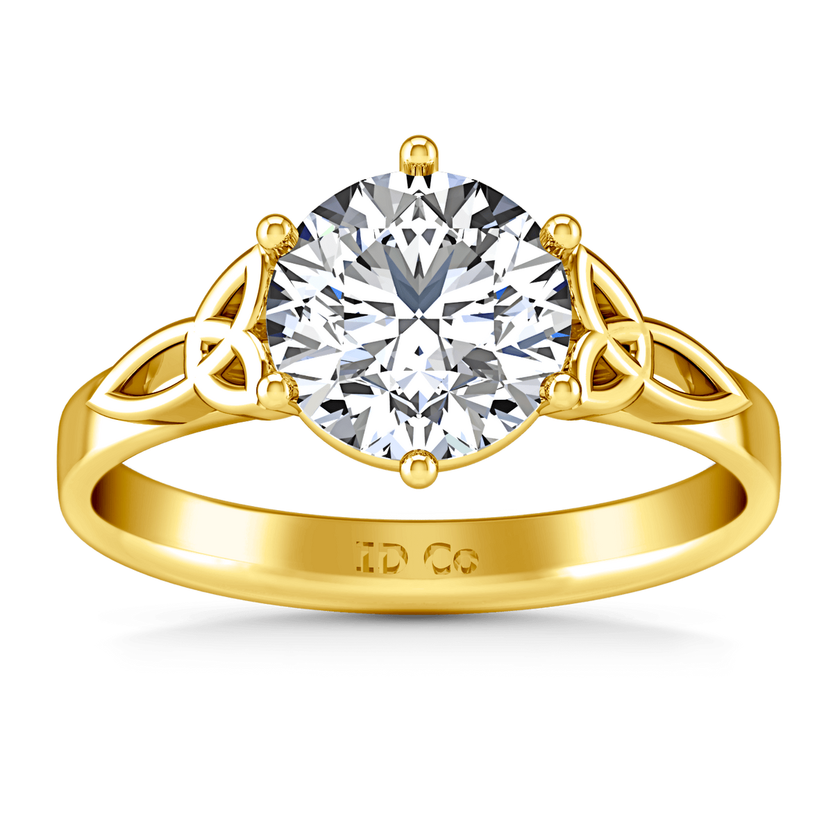 Solitaire Diamond Engagement Ring Fiona Celtic Knot 14K Yellow Gold