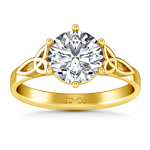 Solitaire Diamond Engagement Ring Fiona Celtic Knot 14K Yellow Gold