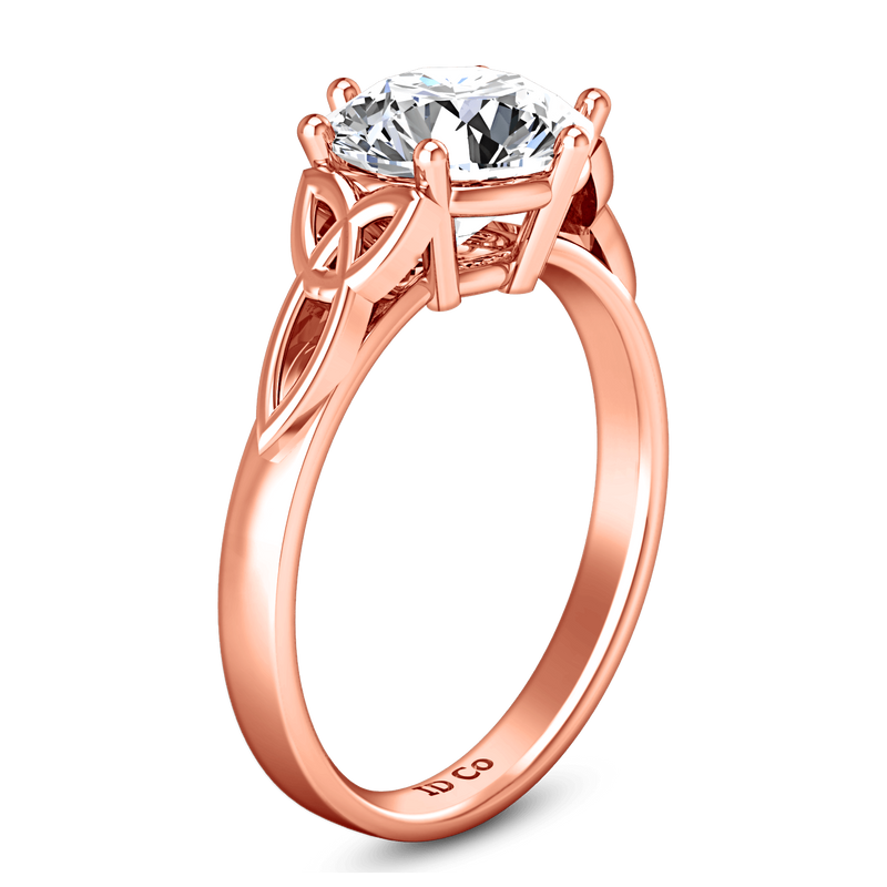 Solitaire Diamond Engagement Ring Fiona Celtic Knot 14K Rose Gold