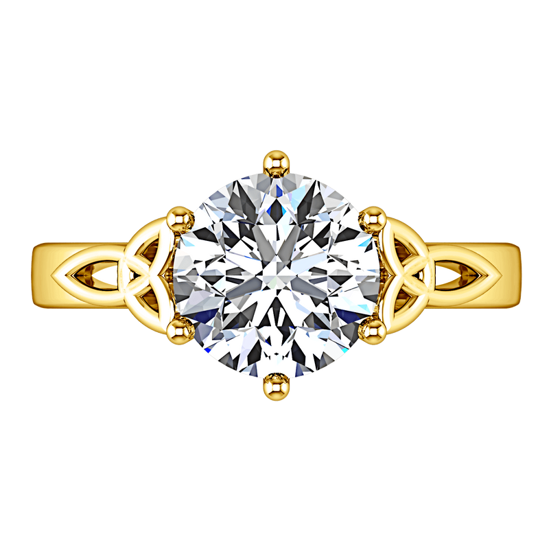 Solitaire Diamond Engagement Ring Fiona Celtic Knot 14K Yellow Gold