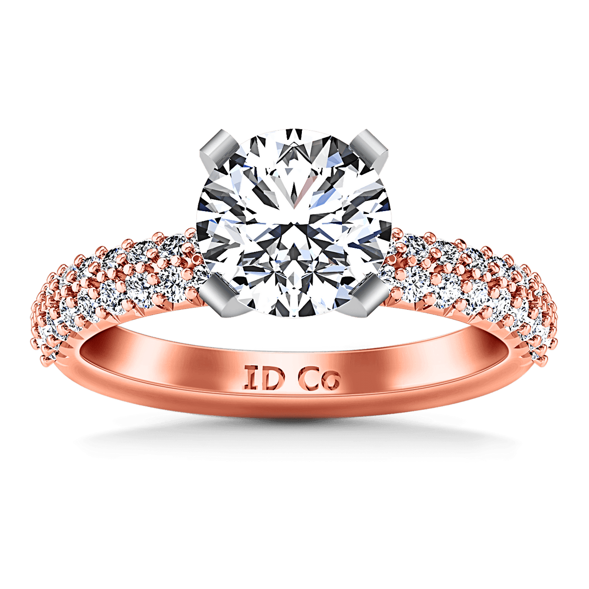 Pave Diamond Engagement Ring Gardenia 14K Rose Gold