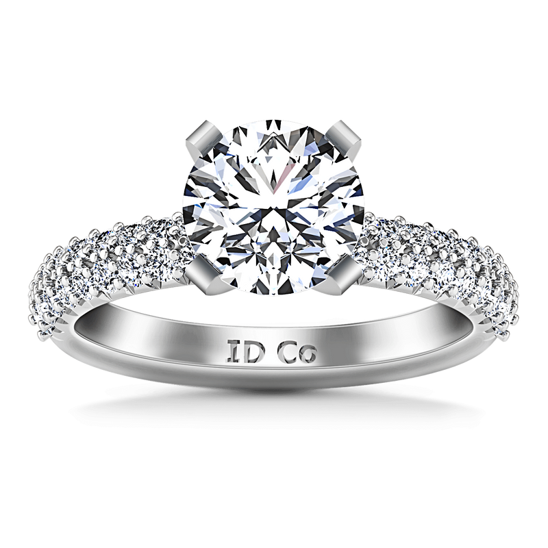 Round Diamond Pave Engagement Ring Gardenia 14K White Gold