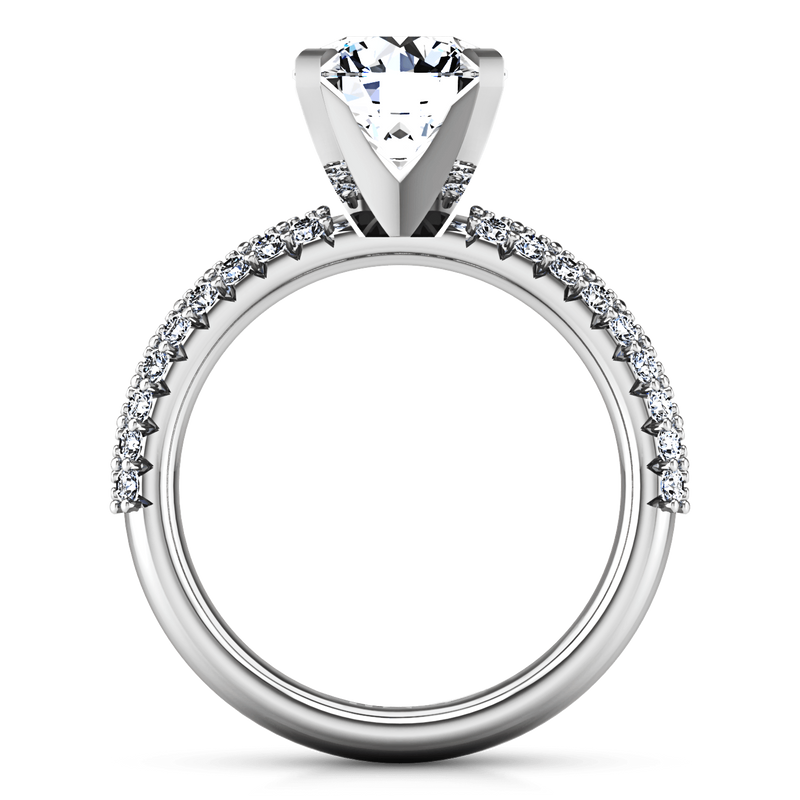 Round Diamond Pave Engagement Ring Gardenia 14K White Gold