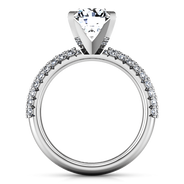 Round Diamond Pave Engagement Ring Gardenia 14K White Gold