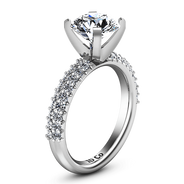 Round Diamond Pave Engagement Ring Gardenia 14K White Gold