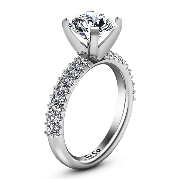 Round Diamond Pave Engagement Ring Gardenia 14K White Gold
