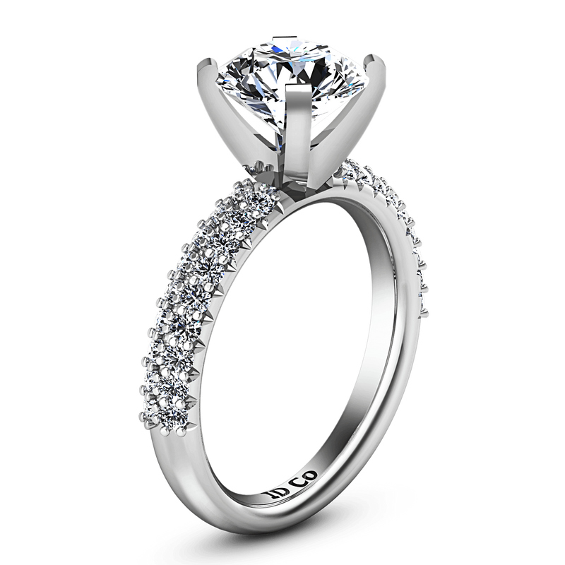 Round Diamond Pave Engagement Ring Gardenia 14K White Gold