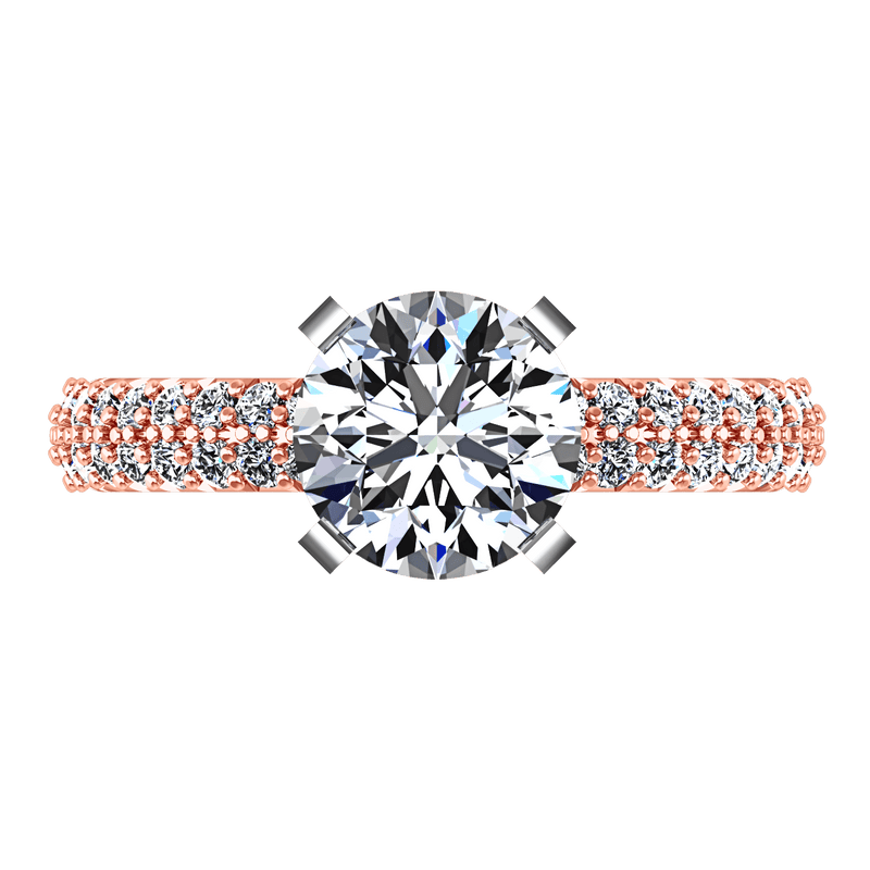 Pave Diamond Engagement Ring Gardenia 14K Rose Gold