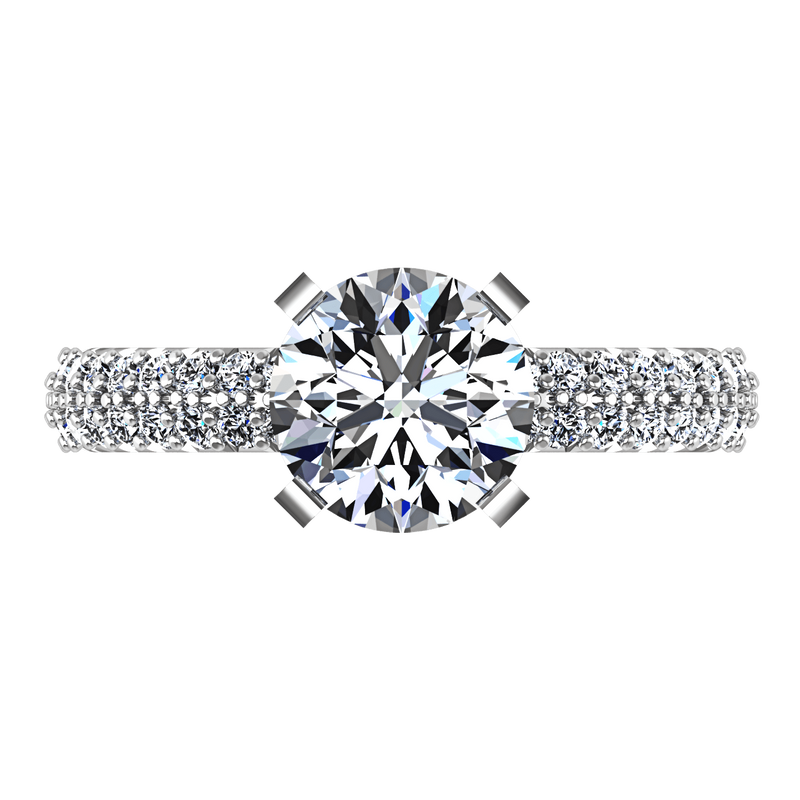 Round Diamond Pave Engagement Ring Gardenia 14K White Gold