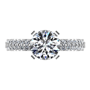 Round Diamond Pave Engagement Ring Gardenia 14K White Gold