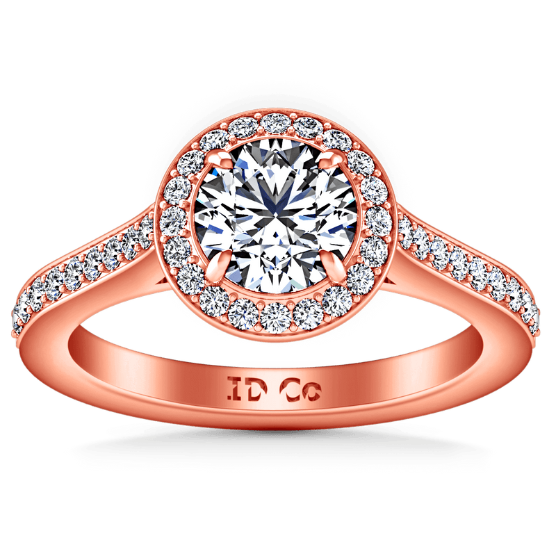 Halo Diamond Engagement Ring Violet 14K Rose Gold