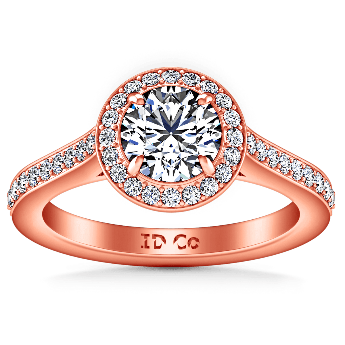 Halo Diamond Engagement Ring Violet 14K Rose Gold