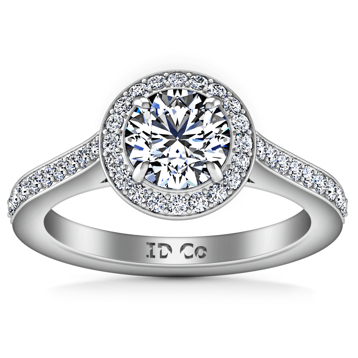 Round Diamond Halo Engagement Ring Violet 14K White Gold