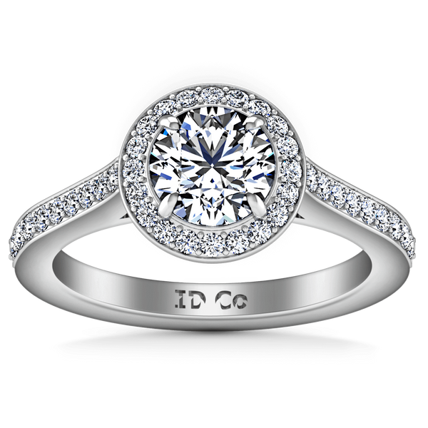 Round Diamond Halo Engagement Ring Violet 14K White Gold