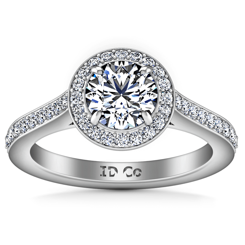 Round Diamond Halo Engagement Ring Violet 14K White Gold