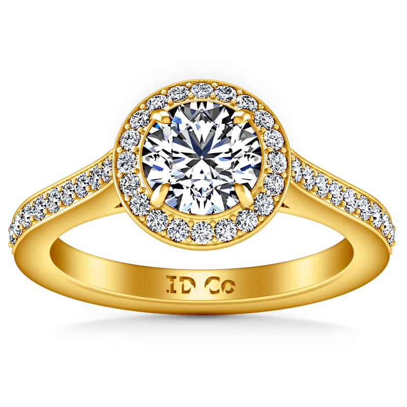 Halo Diamond Engagement Ring Violet 14K Yellow Gold