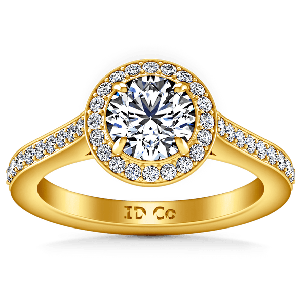Halo Diamond Engagement Ring Violet 14K Yellow Gold