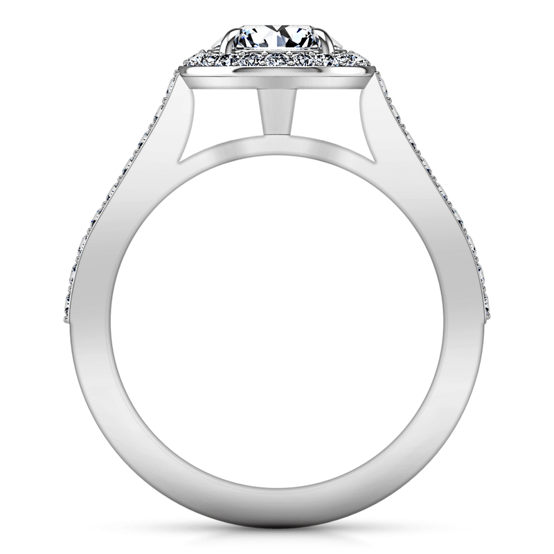 Round Diamond Halo Engagement Ring Violet 14K White Gold
