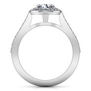 Round Diamond Halo Engagement Ring Violet 14K White Gold