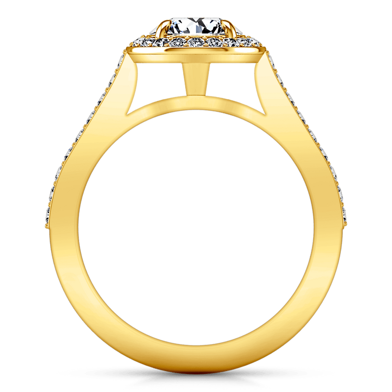 Halo Diamond Engagement Ring Violet 14K Yellow Gold