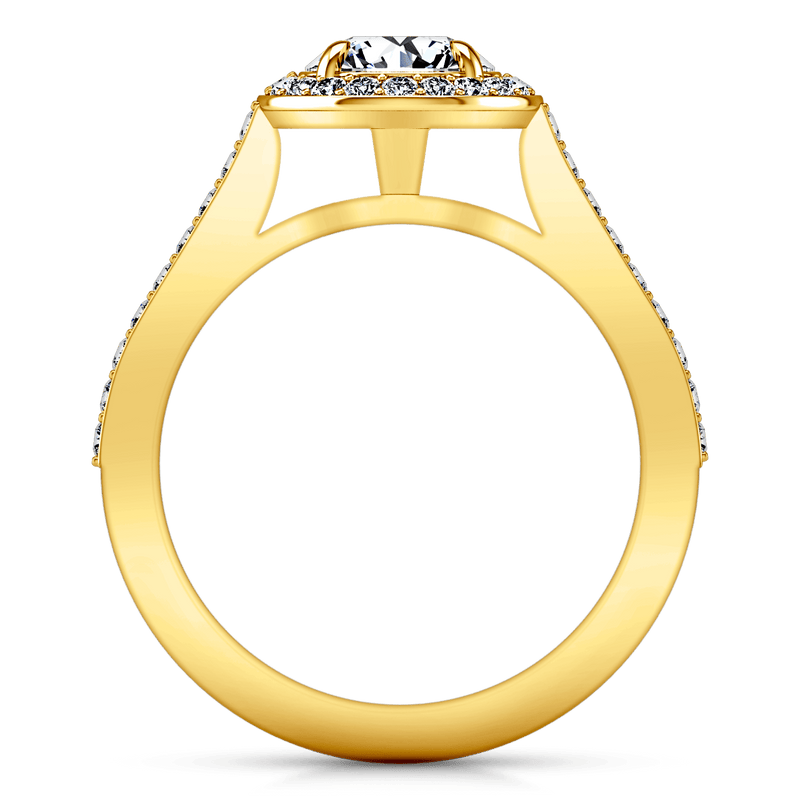 Halo Diamond Engagement Ring Violet 14K Yellow Gold