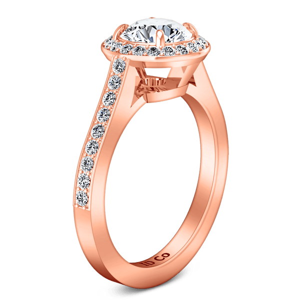 Halo Diamond Engagement Ring Violet 14K Rose Gold