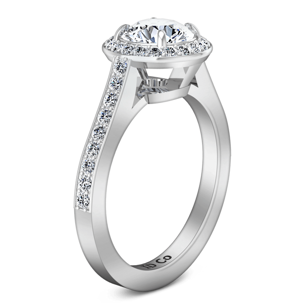 Round Diamond Halo Engagement Ring Violet 14K White Gold