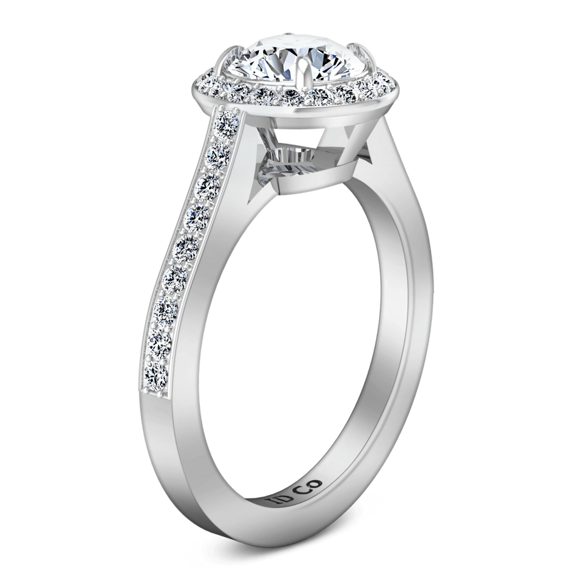 Round Diamond Halo Engagement Ring Violet 14K White Gold