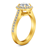 Halo Diamond Engagement Ring Violet 14K Yellow Gold