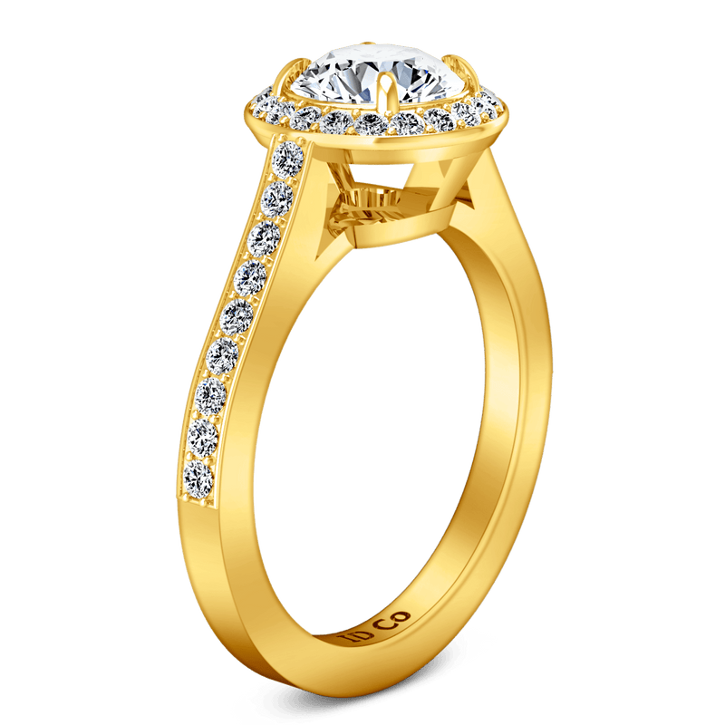 Halo Diamond Engagement Ring Violet 14K Yellow Gold