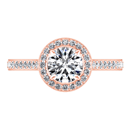 Halo Diamond Engagement Ring Violet 14K Rose Gold