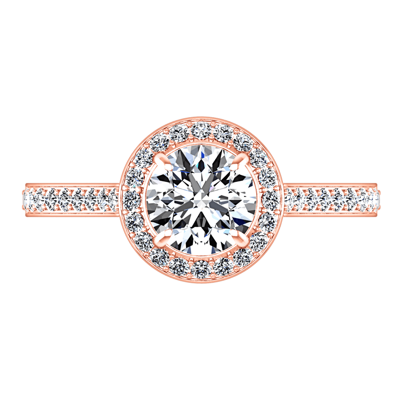Halo Diamond Engagement Ring Violet 14K Rose Gold