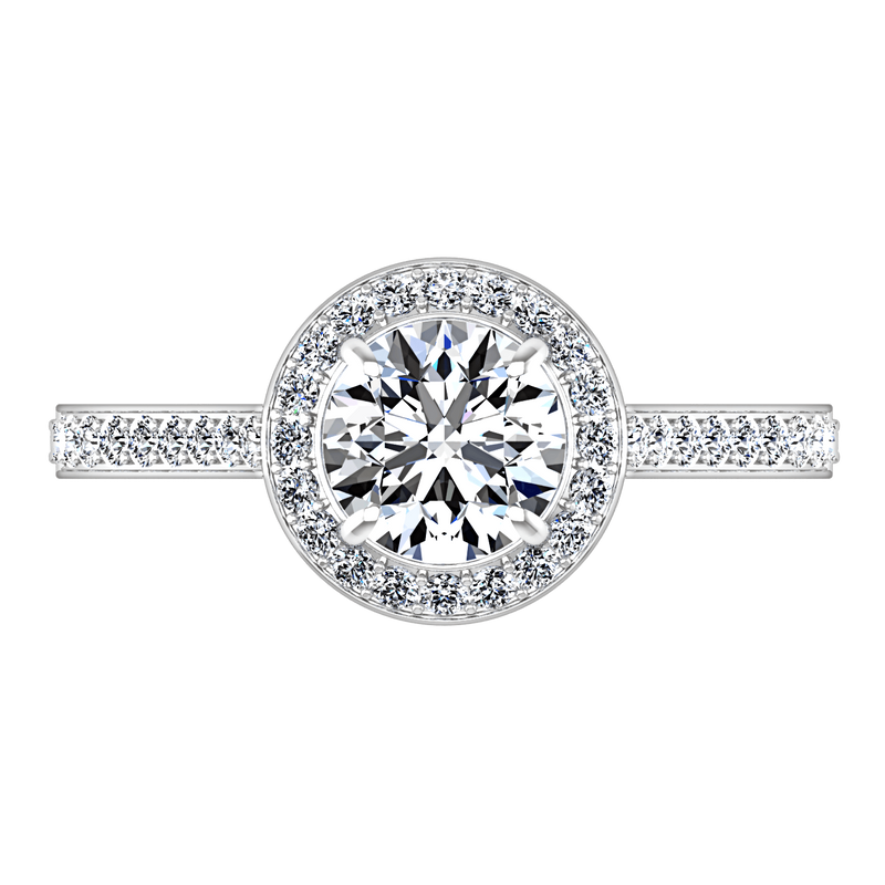 Round Diamond Halo Engagement Ring Violet 14K White Gold