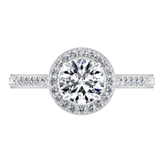 Round Diamond Halo Engagement Ring Violet 14K White Gold