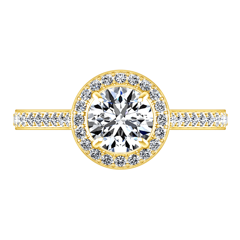 Halo Diamond Engagement Ring Violet 14K Yellow Gold