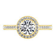 Halo Diamond Engagement Ring Violet 14K Yellow Gold