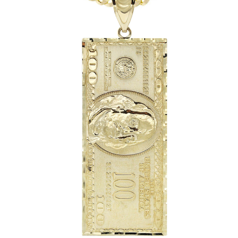 10K Yellow Gold100 Dollar Bill Necklace | Appx. 16.9 Grams