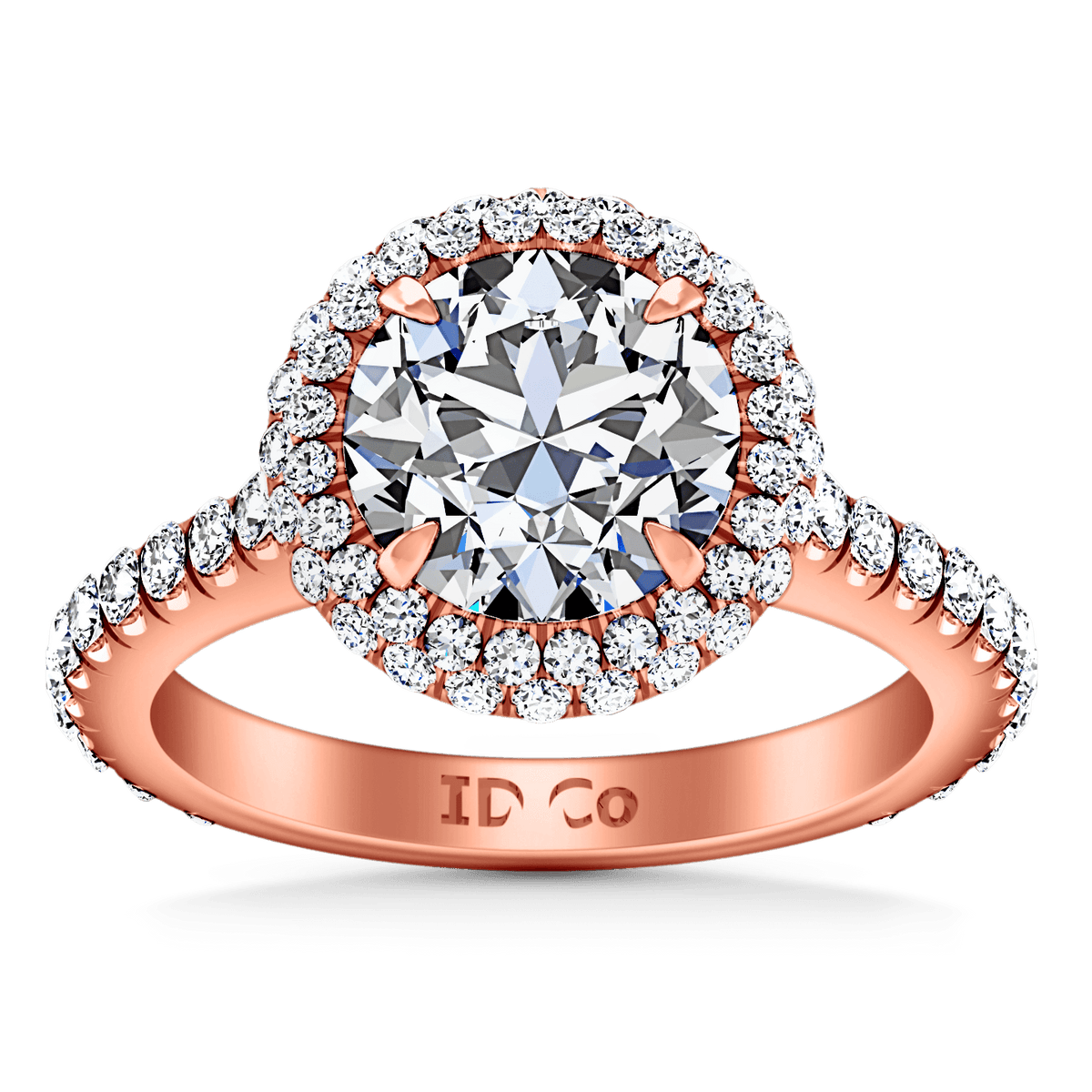 Halo Diamond  Engagement Ring Blossom 14K Rose Gold