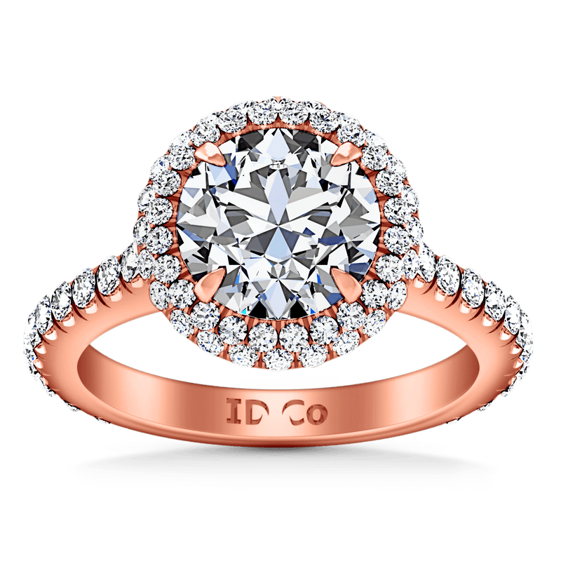 Halo Diamond  Engagement Ring Blossom 14K Rose Gold