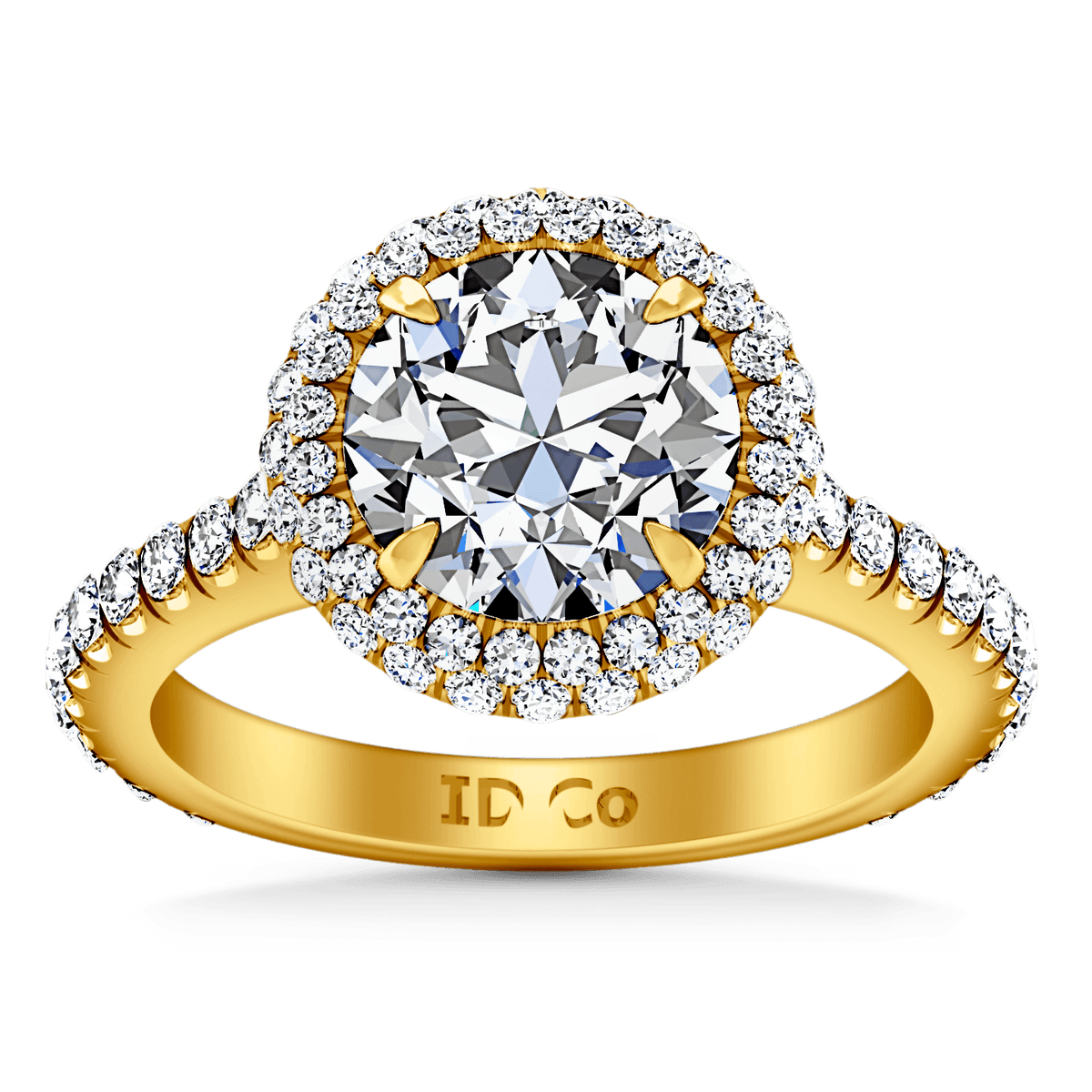 Halo Diamond  Engagement Ring Blossom 14K Yellow Gold