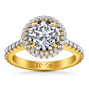 Halo Diamond  Engagement Ring Blossom 14K Yellow Gold