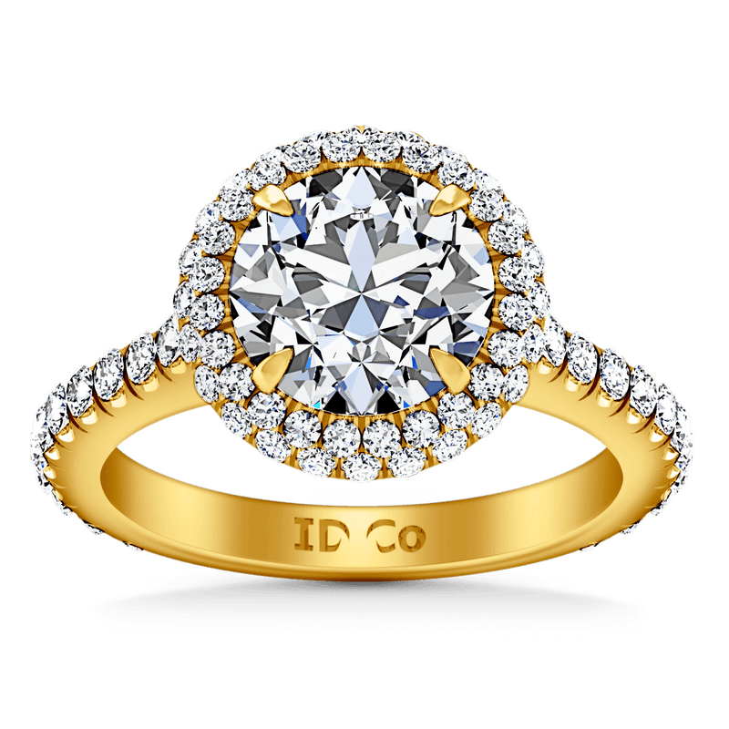 Halo Diamond  Engagement Ring Blossom 14K Yellow Gold