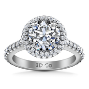 Round Diamond Halo  Engagement Ring Blossom 14K White Gold