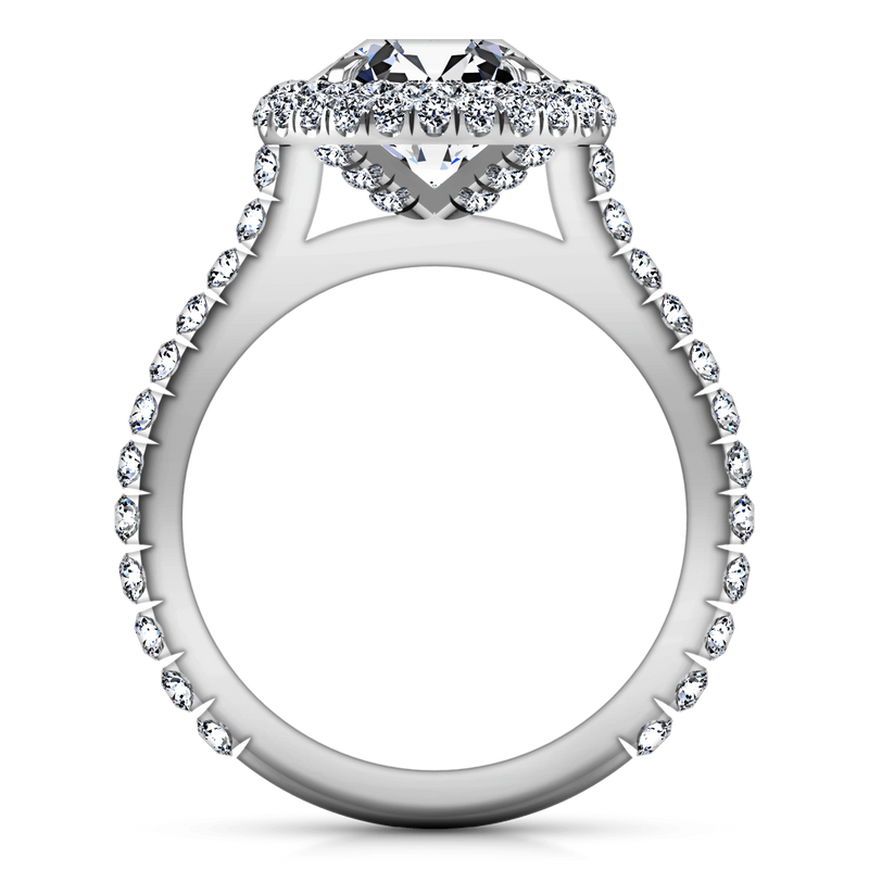 Round Diamond Halo  Engagement Ring Blossom 14K White Gold
