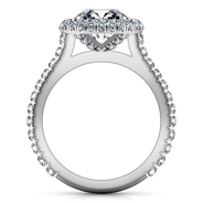 Round Diamond Halo  Engagement Ring Blossom 14K White Gold